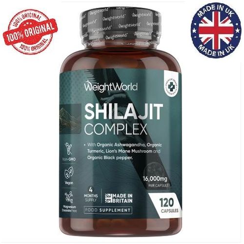 Shilajit Complexe 16 000 mg 120 gélules Formule 5-en-1 Fabriqué en Angleterre UK