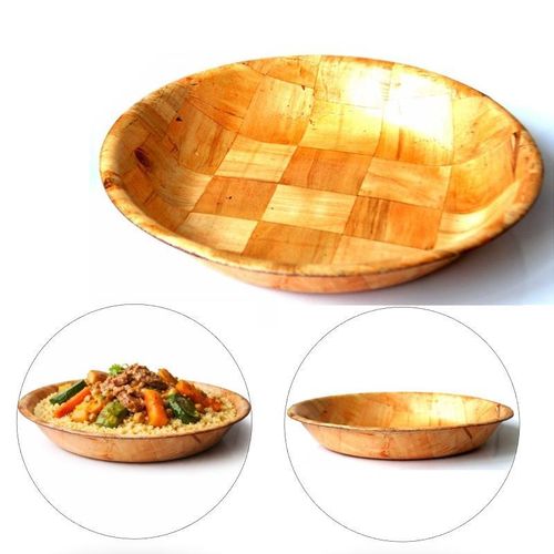 Plat Creux en Bois Naturel – 33 cm – Bol Artisanal pour Couscous, Salades & Service de Table