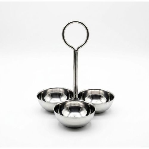 Présentoir Apéritif à 3 Compartiments en inox 18 crt Inoxydable avec Poignée – Design Moderne et Minimaliste