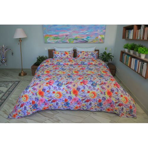 غطاء لحاف مزوق لشخصين + 2 أغشية للمخدة