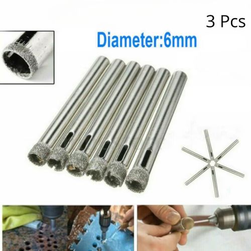 Lot de 3 forets diamantés 4 mm pour carrelage, verre et pierre