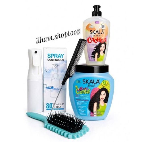 Pack complet cheveux bouclés-Mais cachos+gel liquide+vaporisateur+peigne à queue+Brosse à Cheveux (couleur brosse aléatoire)