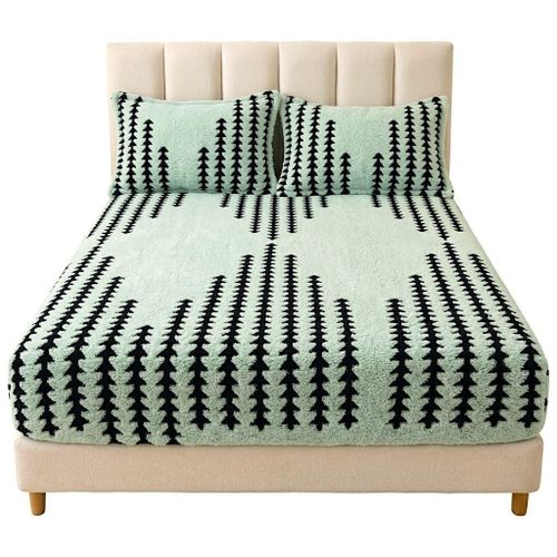 Ensemble Drap Housse Polaire Cationique Épaisse 200x160 cm + 2 Taies d’Oreiller – 3 Pièces Chaudes et Douces