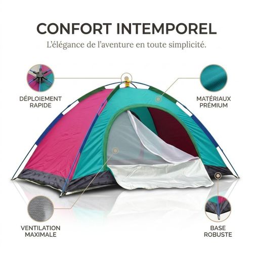 Tente de Camping Pop-Up 1-2 Personnes – Tente Dôme Double Couche Ultra Légère, Imperméable et Facile à Installer pour Trekking et Outdoor