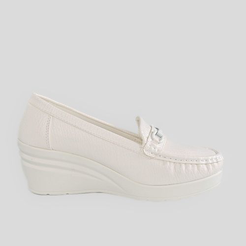 Nova – Mocassins compensées en Blanc cassé
