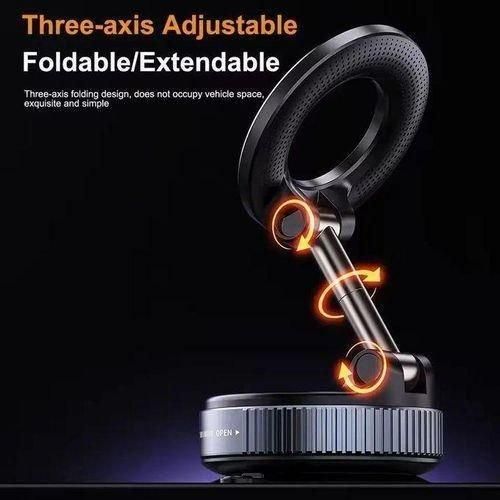Support Téléphone Magnétique Magsafe 360° Rotatif à Ventouse Double Face, Pliable & Rétractable – Version Améliorée pour Voiture, Bureau et Maison NOIR
