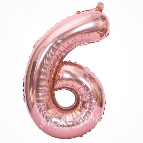 Ballon chiffre géant anniversaire rose gold N° 6 (32 pouce)