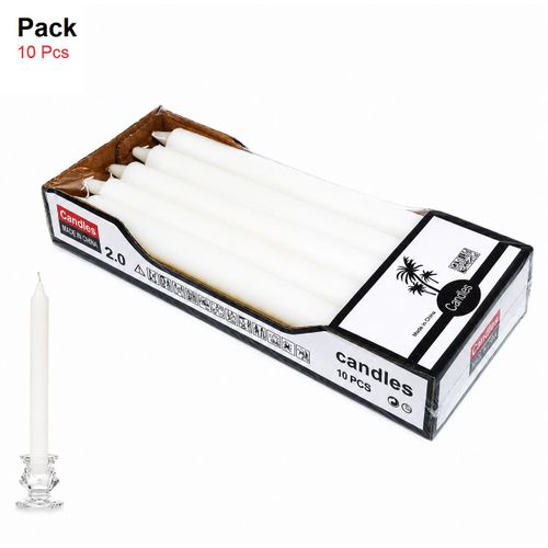 Pack de 10 Bougies Classiques Blanches – Bougies Longues pour Chandeliers, Maison et Cérémonies