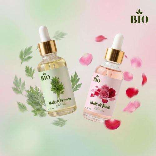 Huile de armoise 50 ml et Huile de rose 50 ml usage peau et cheveux