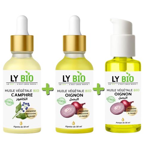 PACK HUILE CAMPHREE 50ML - PIPETTE + HUILE OIGNON 50ML - PIPETTE + HUILE OIGNON 50ML - POMPE
