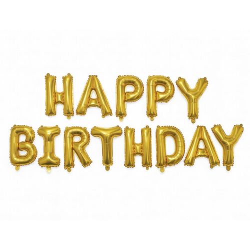 بالونات لافتة "Happy Birthday" ذهبية - حروف ألومنيوم لتزيين عيد الميلاد