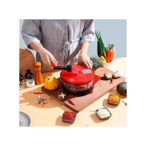 Robot de Cuisine Manuel Rouge – Mélange, Hache et Émince Facilement
