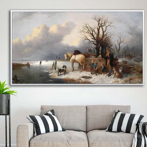 Tableau HALTE DE CAVALIERS (Cadre Doré)