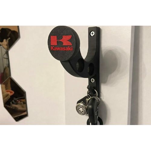 Support Mural pour Casque, Clés et Veste – Design Kawasaki – Noir