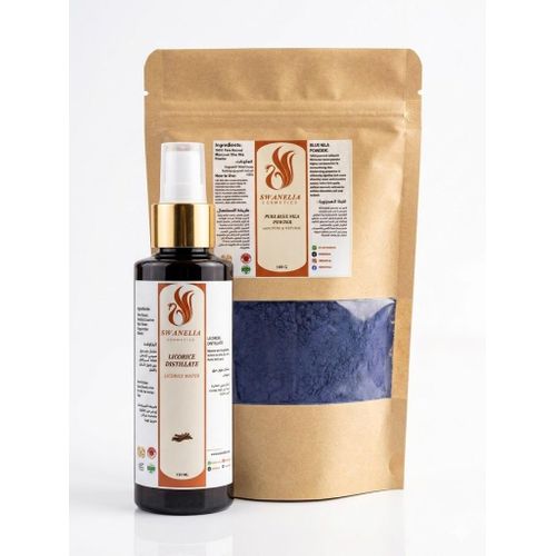 Pack Éclaircissant Intense & Anti-Taches Royal Swanelia – Nila Sahraouia Pure (100g) + Hydrolat de Réglisse/Erq Souss (130ml)