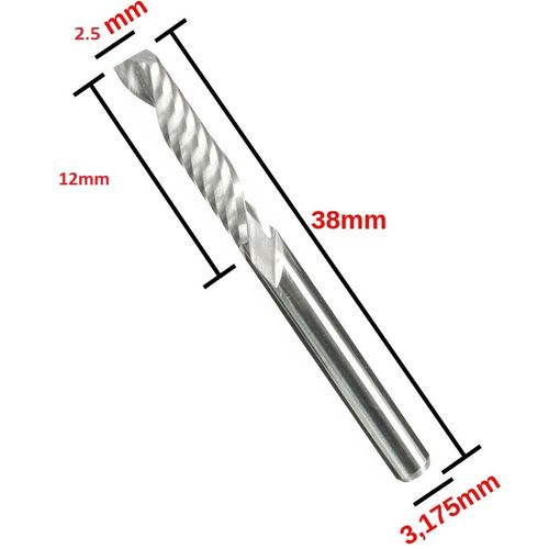 10pcs 3.17xD2.5x12x38mm Fraise en carbure à simple cannelure pour CNC