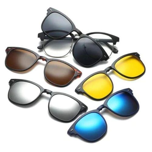 Monture de Lunettes 6-en-1 avec Clips Solaires Magnétiques Interchangeables