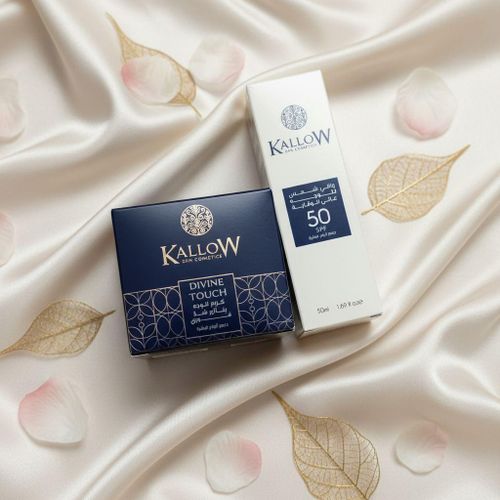 Sublimez votre beauté avec l'excellence KALLOW COSMETICS : Le Duo Incontournable Divine Touch et Protection Solaire SPF 50 pour un éclat sans compromis.