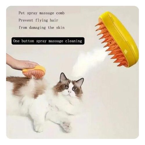 Brosse a vapeur electrique 3 en 1 pour chats et chiens rechargeable USB, Brosse de massage et de demêlage a spray d eau avec picots doux en silicone, Outil de toilettage anti poils volants pour chats et chiens