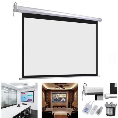 E50 Écran Motorisé 100 Pouces 16 9 BLANC Avec Telecommande