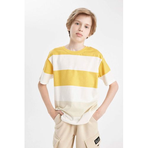 T-Shirt rayé À Manches Courtes et Col Ras Du Cou pour Garçon