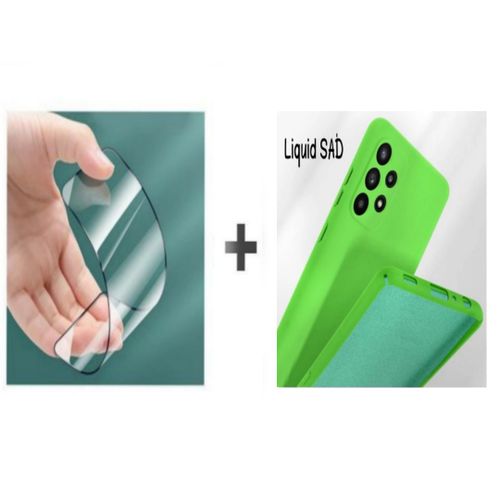 Pack : pochette pour Samsung A32s souple silicone Vert pistache + ciramik