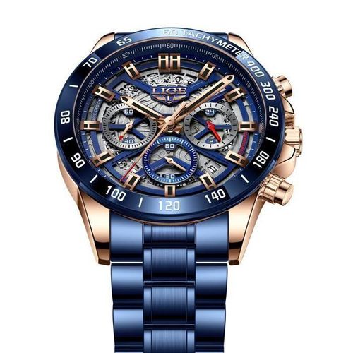 Montre à Quartz étanche en acier inoxydable pour hommes