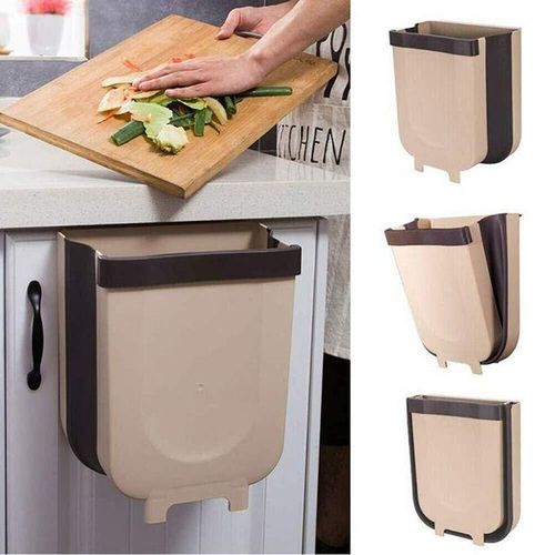 Poubelle Cuisine Pliable 9L Suspendue pour Porte de Placard – Poubelle Murale Déchets Alimentaires – Bac à Ordures Cuisine Portable – Poubelle Gain de Place Cuisine Salle de Bain Voiture
