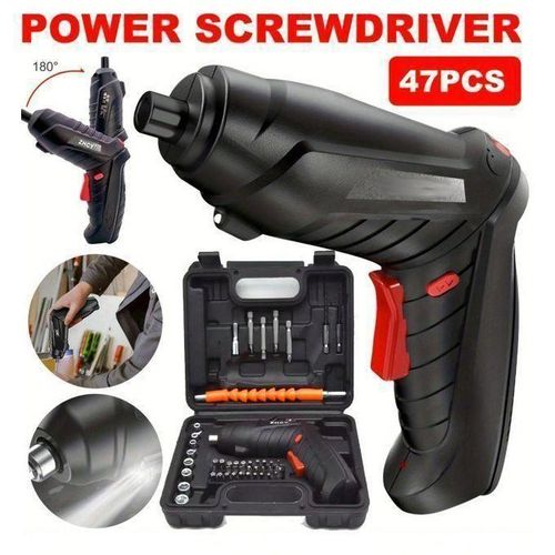 Kit de tournevis électrique rechargeable sans fil - Outils rotatifs avec perceuse-visseuse électrique polyvalente pour usage domestique, lumière LED et étui de transport - Parfait pour les projets de DIY, de réparation à domicile et de travail du bois