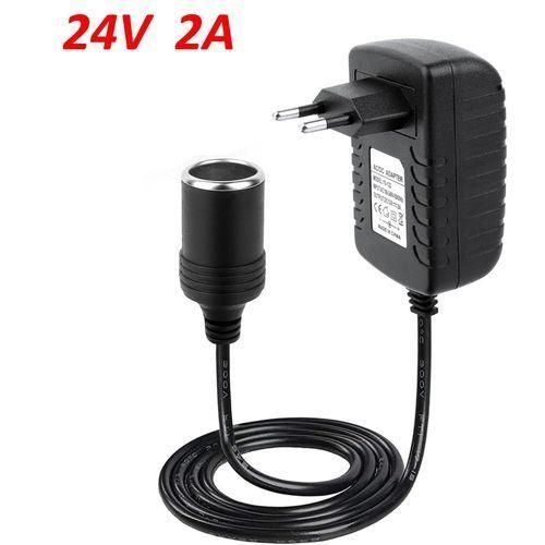 Allume cigare 24V 2A Prise Secteur EU Adaptateur AC/DC Convertisseur - 48W