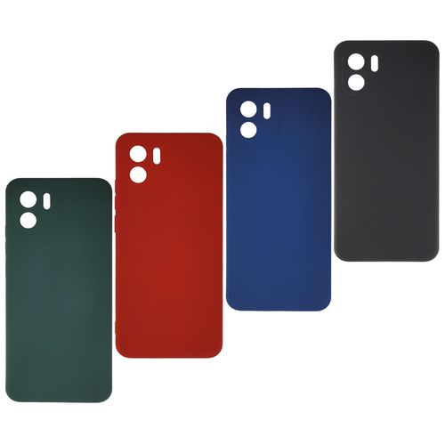Pack 4 Pochettes silicone pour Redmi A1 4G Noir - Bleu marine - Rouge - Vert foncé