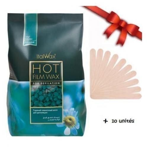 Italwax CIRE - Granulés naturelle et professionnelle 1 kg + 10 SPATULES - vert