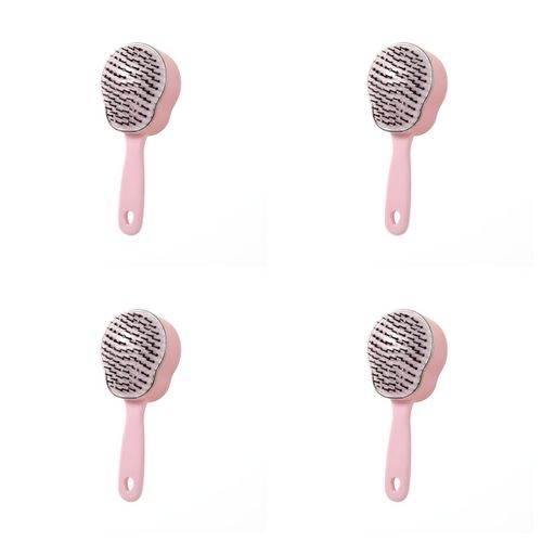 Brosse à cheveux - Démêlante Auto-nettoyante - Pour tous types de cheveux - Rose - Lot de 4