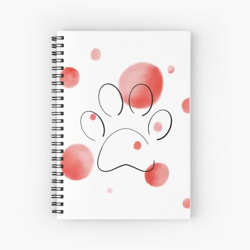 Paw on red watercolor circles Spiral Notebook Bloc note