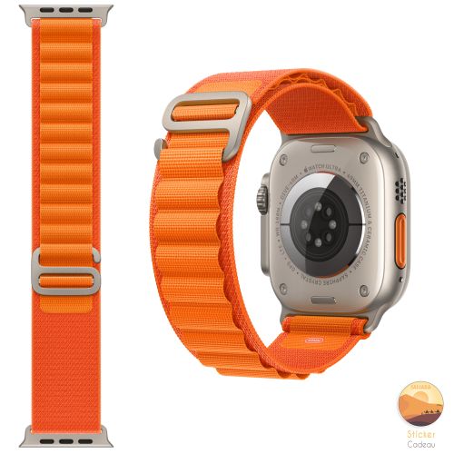 Bracelet Remplacement alpine Loop Apple Watch Serie 8 7 6 5 4 3 2 SE ultra Orange sticker