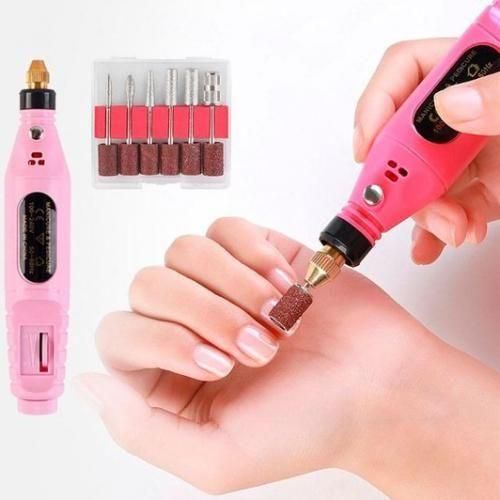 Lime à Limes à ongles électrique pour manucure et pédicure,6 mèches à ongles et 6 rouleaux