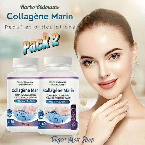 PACK DOUBLE 2 Bouteilles COLLAGÈNE MARIN - Soin pour la peau Capsules multi-collagène Poisson Complément alimentaire Capsules multi-collagène marin Poisson énergie MAX - Puissance MAX.