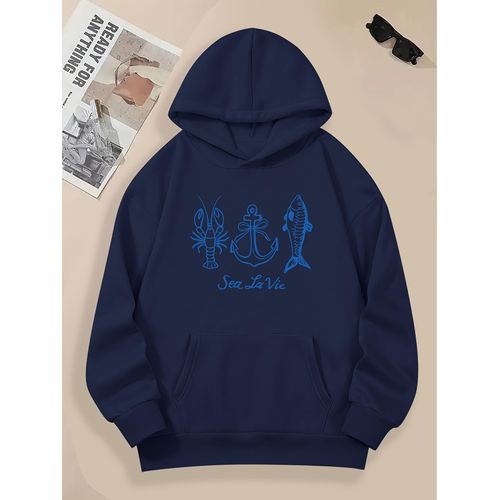 Sweat à capuche décontracté avec imprimé de lettres de dessin animé Confortable, doux, lavable en machine, pull d'automne/hiver pour femmes avec poches