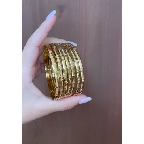 Lot de 6 Bracelets SERTLA Joncs Dorés en Acier Inoxydable pour Femme