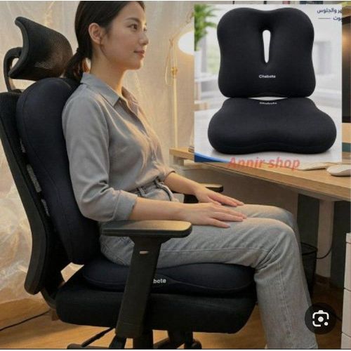 Ensemble Coussin d'Assise Orthopédique et Support Lombaire en Mousse à Mémoire de Forme - Coussin Ergonimique pour Chaise de Bureau, Voiture et Fauteuil