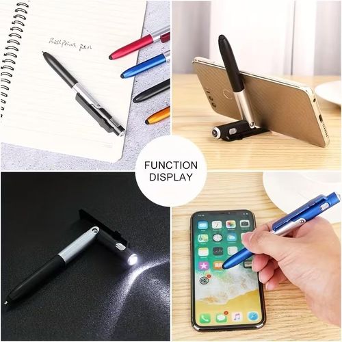 Stylos à Bille Capacitifs 4-en-1 à écran Tactile de Couleurs Mélangées Avec Lumière LED et Stylet Pliable