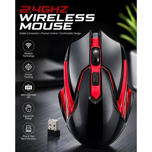 2.4GHz Wireless Optical Mouse USB 1600 DPI – 10m Range