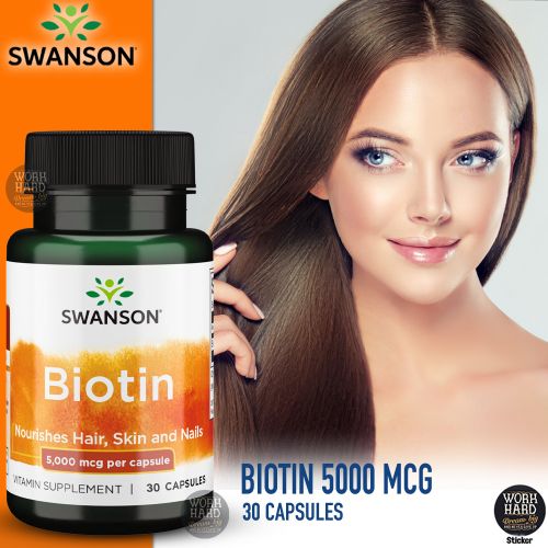 Biotine, 5000 mcg,Nourrit les cheveux, la peau et les ongles