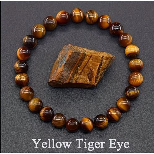 Bracelet en Pierre Naturelle Œil de Tigre Jaune – Protection & Énergie Positive