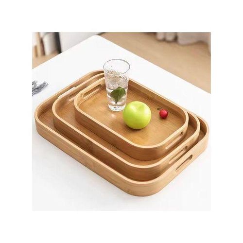 Ensemble de 3 plateaux de service en bois rustique – Idéaux pour le thé, les pâtisseries et les repas