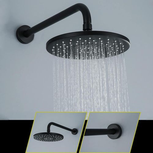 رأس دش مطري دائري أسود غير لامع مدمج للحمام