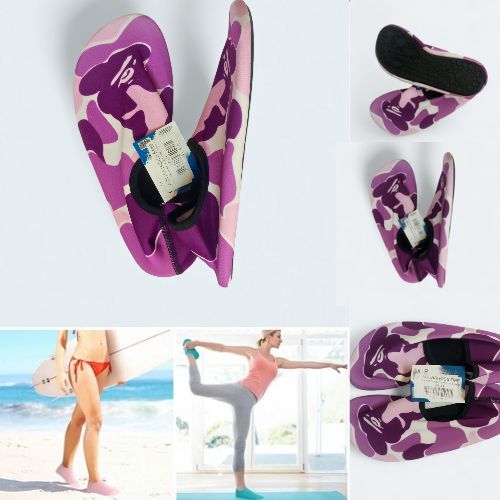 Chaussettes aquatiques pieds nus à séchage rapide pour piscine, yoga, surf Chaussures Plage légères pour femmes Mauve - Magenta Aqua Shoes