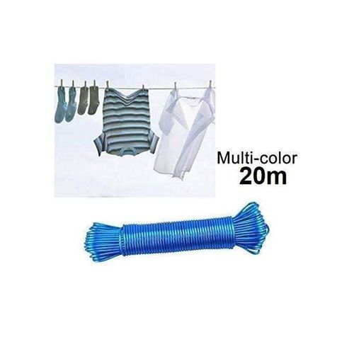 Corde à linge en Fil d'acier Enduit de PVC 20m (couleur aléatoire)