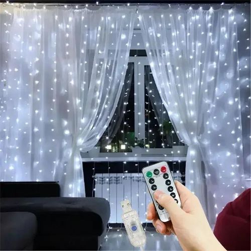 Guirlande lumineuse LED USB avec télécommande, fil de cuivre flexible, 8 modes d’éclairage, décoration chambre mariage Ramadan Noël rideau mural
