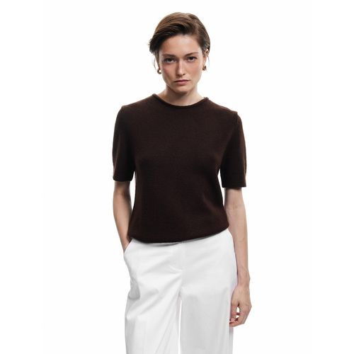 Pull en maille à manches courtes - Brun